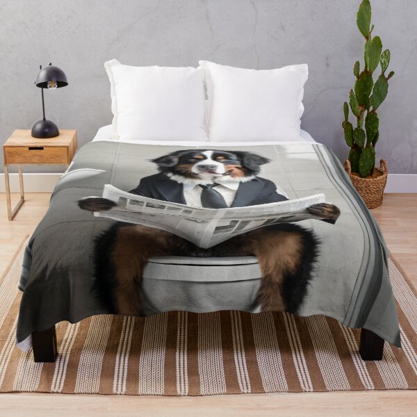 Item preview, Bernese Mountain Dog Sitting on the Toilet Art designed and sold by ConfettiSkyArt.