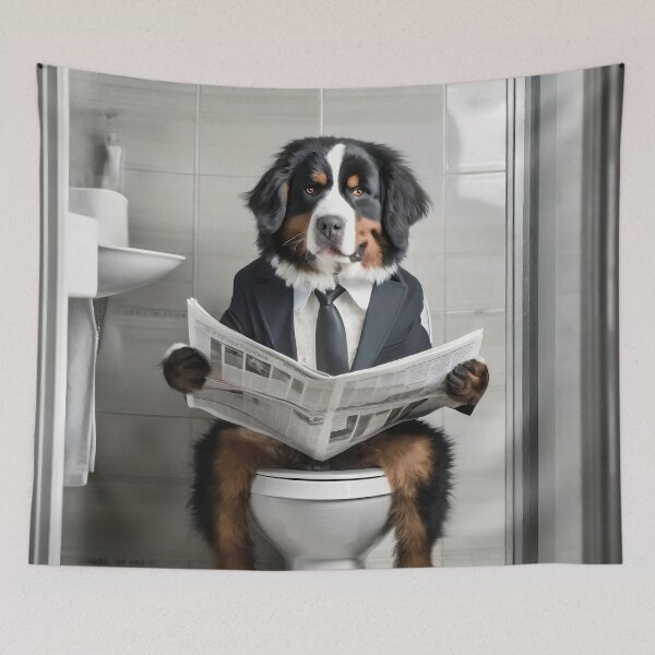 Item preview, Bernese Mountain Dog Sitting on the Toilet Art designed and sold by ConfettiSkyArt.