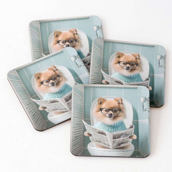 Item preview, Pomeranian Sitting on the Toilet Art designed and sold by ConfettiSkyArt.