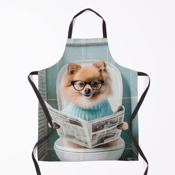 Item preview, Pomeranian Sitting on the Toilet Art designed and sold by ConfettiSkyArt.