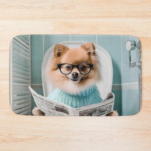 Item preview, Pomeranian Sitting on the Toilet Art designed and sold by ConfettiSkyArt.