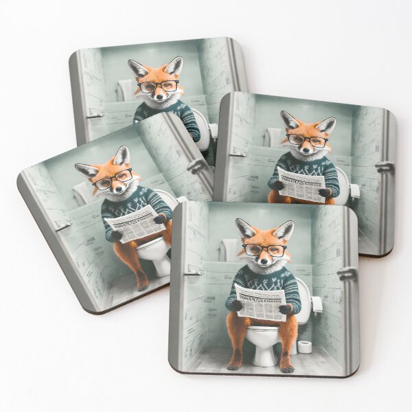 Item preview, Fox Sitting on the Toilet Art designed and sold by ConfettiSkyArt.