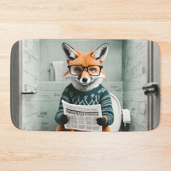 Item preview, Fox Sitting on the Toilet Art designed and sold by ConfettiSkyArt.