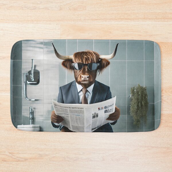 Item preview, Highland Cow Sitting on the Toilet Art designed and sold by ConfettiSkyArt.