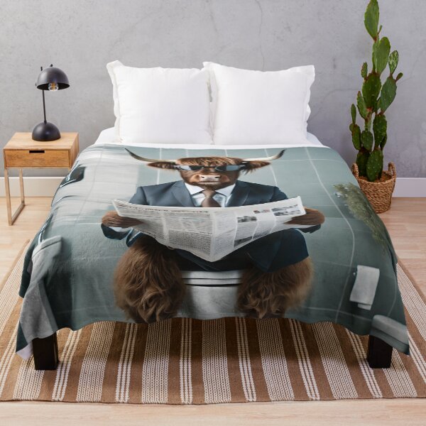 Item preview, Highland Cow Sitting on the Toilet Art designed and sold by ConfettiSkyArt.