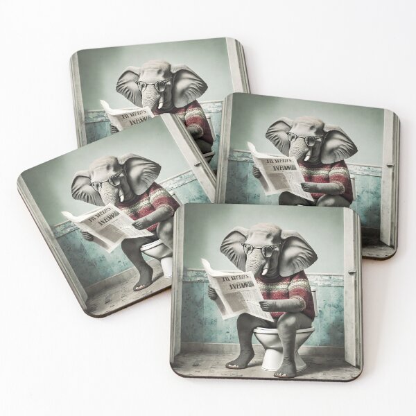 Item preview, Elephant Sitting on the Toilet Art designed and sold by ConfettiSkyArt.