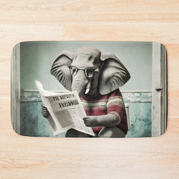 Item preview, Elephant Sitting on the Toilet Art designed and sold by ConfettiSkyArt.