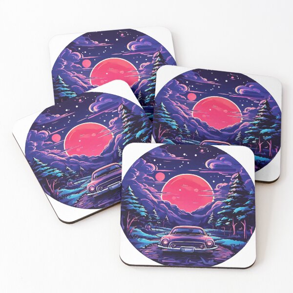 Item preview, car in the forest with the moon in the background designed and sold by misbahsiro.