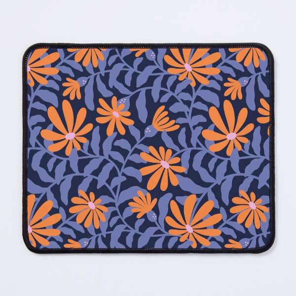 Item preview, Bold groovy trailing flowers - blue and orange designed and sold by Muxune.