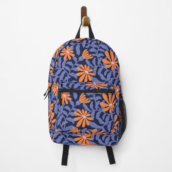 Item preview, Bold groovy trailing flowers - blue and orange designed and sold by Muxune.