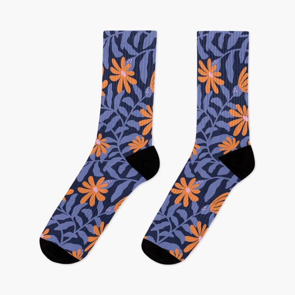 Item preview, Bold groovy trailing flowers - blue and orange designed and sold by Muxune.