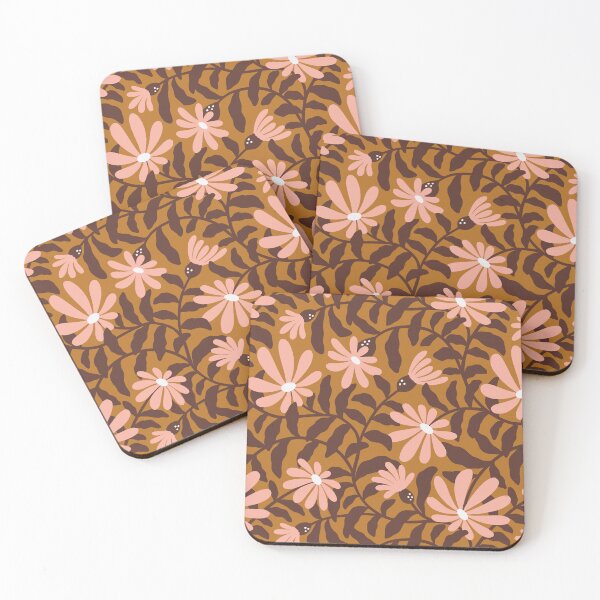 Item preview, Bold groovy trailing flowers – brown and salmon designed and sold by Muxune.