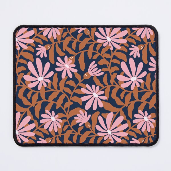 Item preview, Bold groovy trailing flowers – brown, navy blue and pink  designed and sold by Muxune.