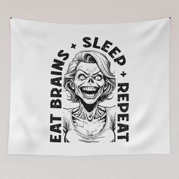 Item preview, Eat Brains Sleep Repeat Funny Zombie Girl Horror Halloween designed and sold by GrandeDuc.