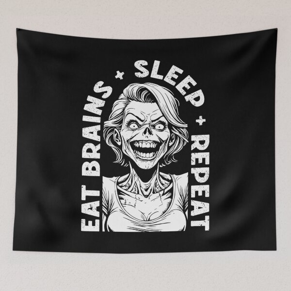 Item preview, Eat Brains Sleep Repeat Funny Zombie Girl Horror Halloween designed and sold by GrandeDuc.