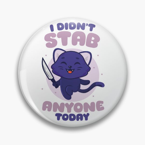 Item preview, Didn’t stab anyone today - happy black cat (on light colors) designed and sold by messy-nessie.