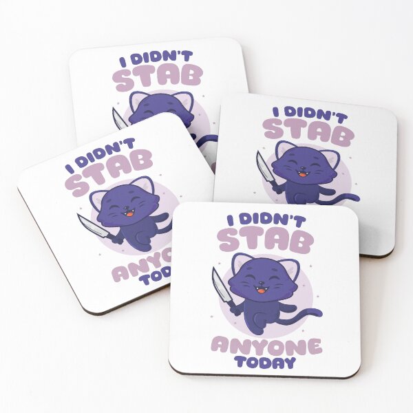 Item preview, Didn’t stab anyone today - happy black cat (on light colors) designed and sold by messy-nessie.