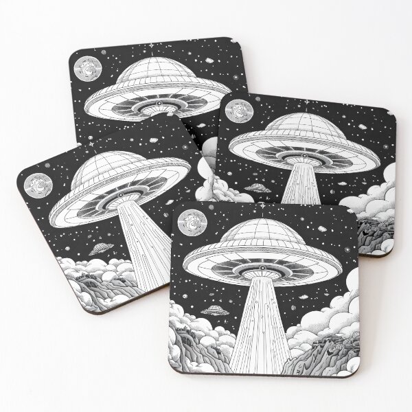 Item preview, Trippy ufo black and white designed and sold by SunMoonMilk.