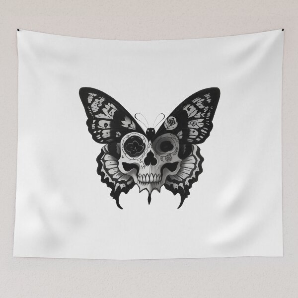 Item preview, Skull Butterfly Concept Art (Black and White) Version X designed and sold by Scarlet Swan.