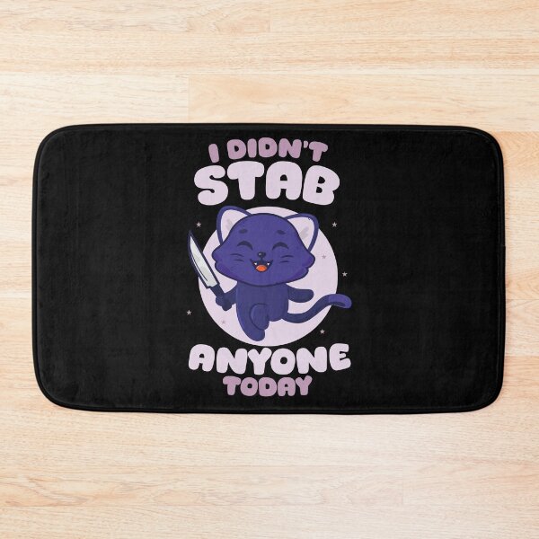 Item preview, Didn’t stab anyone today - happy black cat (on dark colors) designed and sold by messy-nessie.