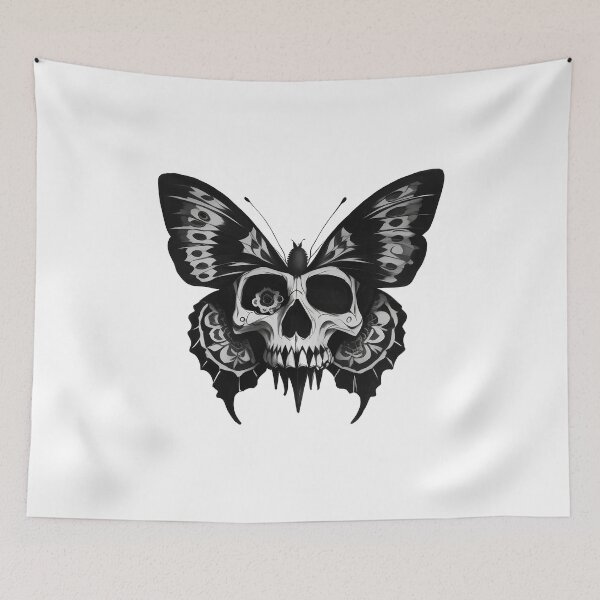 Item preview, Skull Butterfly Concept Art (Black and White) Version 05 designed and sold by Scarlet Swan.