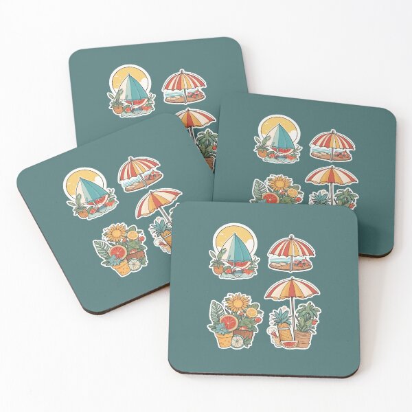Item preview, Vintage tropical beach sticker set by CallisC Arts ⭐⭐⭐⭐⭐ designed and sold by CallisC-Arts.