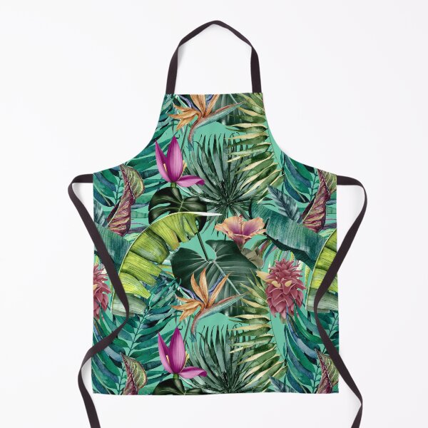 Item preview, Exotic tropical blooming forest, leaves and flowers tropical pattern, botanical illustration, green mint floral illustration designed and sold by ZeinabTaha.