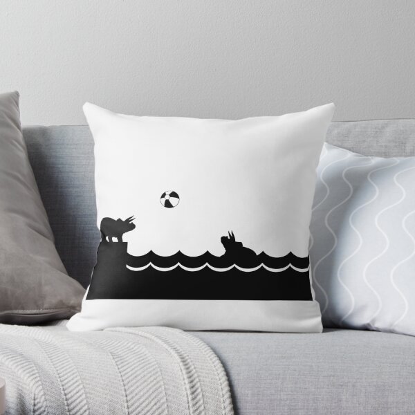 Swimming Beach Dinosaur Fun Throw Pillow