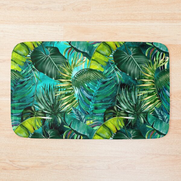 Item preview, Exotic tropical green foliage night forest, leaves and flowers tropical pattern, botanical illustration, green plants illustration  designed and sold by ZeinabTaha.