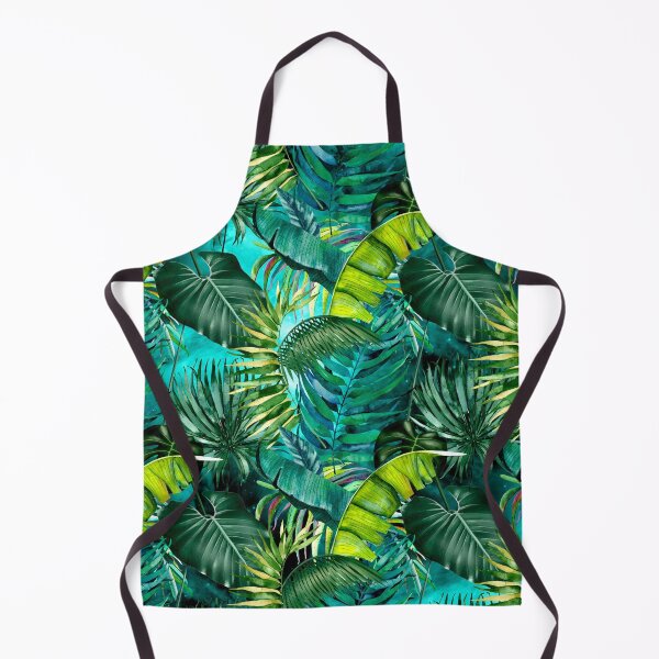 Item preview, Exotic tropical green foliage night forest, leaves and flowers tropical pattern, botanical illustration, green plants illustration designed and sold by ZeinabTaha.