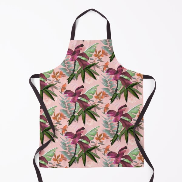 Item preview, tropical heaven trendy exotic floral pattern, leaves and flowers tropical pattern, botanical illustration, pink floral illustration designed and sold by ZeinabTaha.