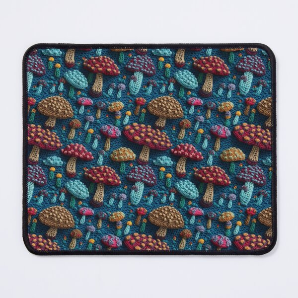Item preview, Crocheted mushrooms on blue background. Red and blue mushrooms in cottagecore style. Mushroom crochet pattern. Medicinal mushrooms. designed and sold by SculpterioShop.