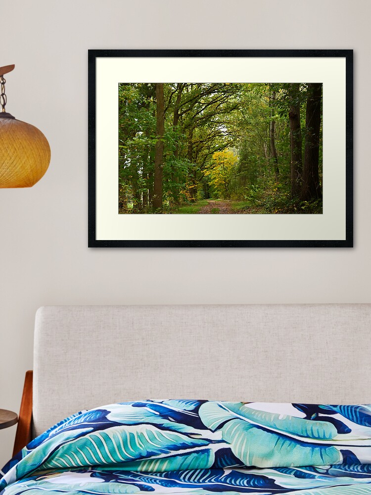 Thumbnail 1 of 7, Framed Art Print, A yellow tree on the road in the forest designed and sold by kriscareful.
