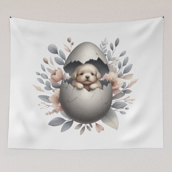 Item preview, puppy in an egg shell  Easter cute animals watercolor drawing designed and sold by Expressions-Sel.