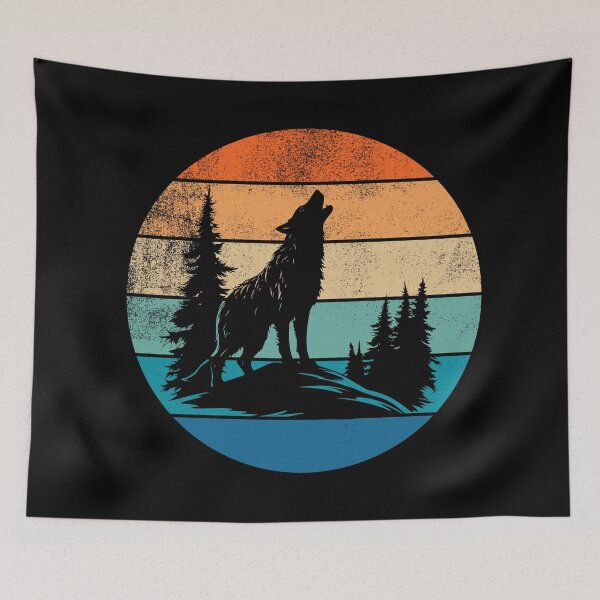 Item preview, Wolf Howling Retro Sunset designed and sold by AussieWonders.