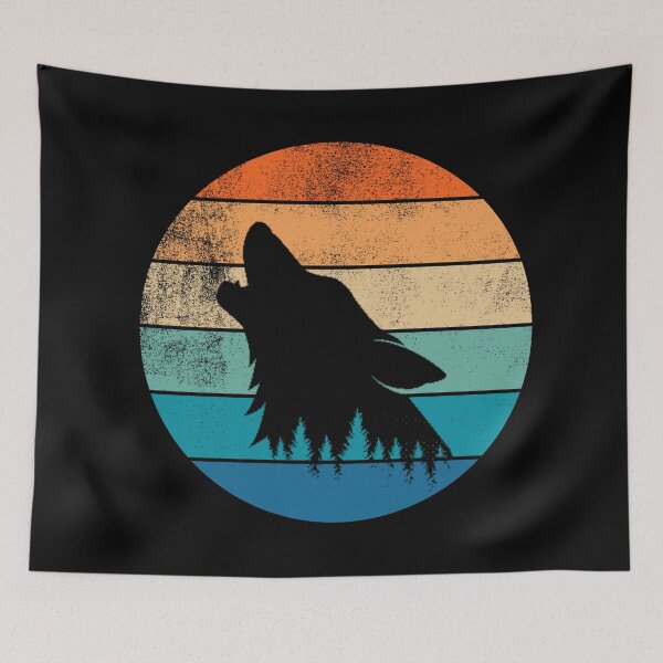 Item preview, Wolf Howling Retro Sunset designed and sold by AussieWonders.