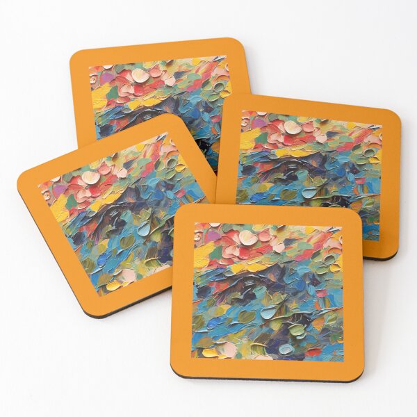 Item preview, Colorful, textured shapes and thick layers of paint designed and sold by redask2me.