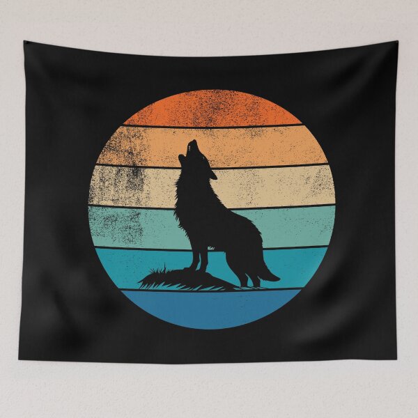 Item preview, Wolf Howling Retro Sunset designed and sold by AussieWonders.