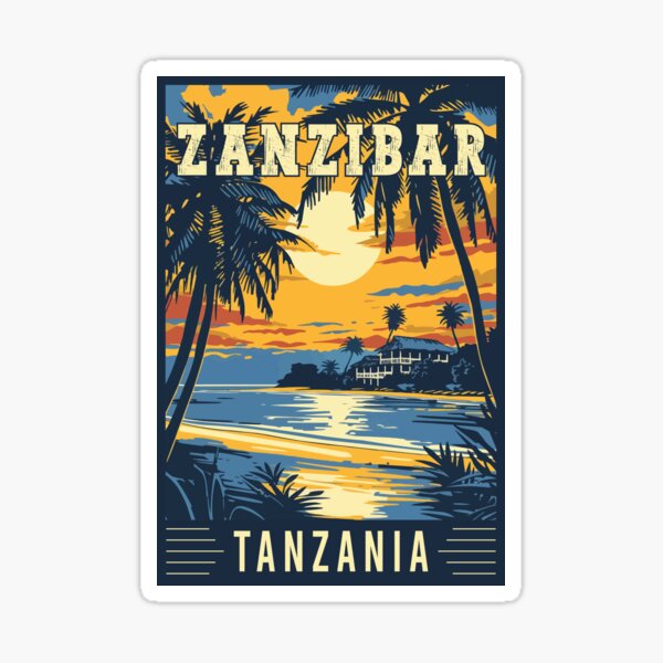 Item preview, Tropical Zanzibar in Tanzania Vintage Travel Art designed and sold by turtlestart.