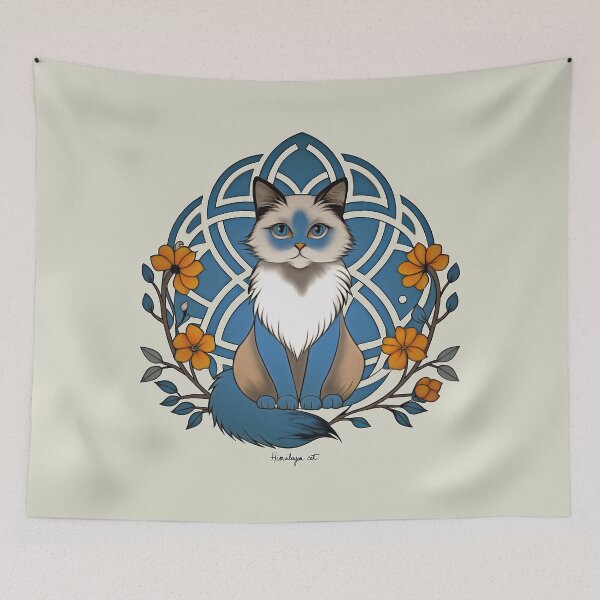 Item preview, Sweet Himalayan cat and flowers designed and sold by Mustela erminea.