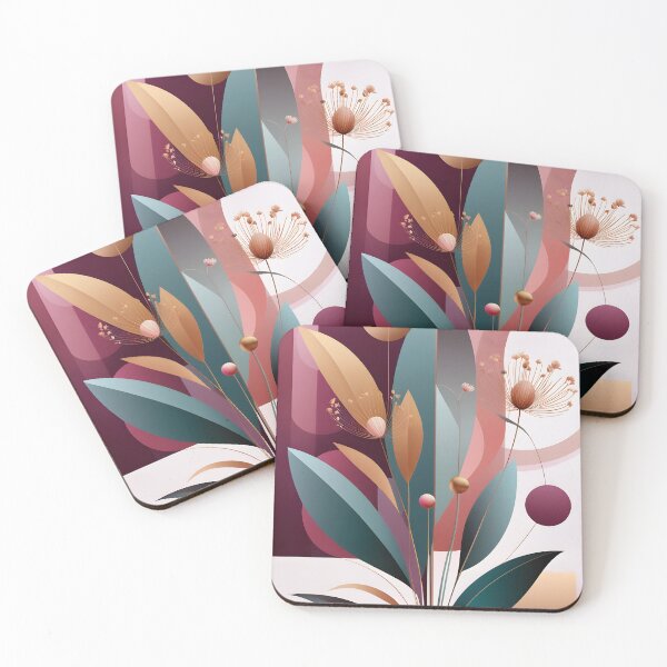 Item preview, Mid Century Botanical Retro Geometric Leaves  Florals  Berry, Gold designed and sold by Prints and Lifestyle.