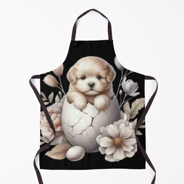 Item preview, little brown dog in an egg shell with flowers Easter cute animals watercolor drawing designed and sold by Expressions-Sel.