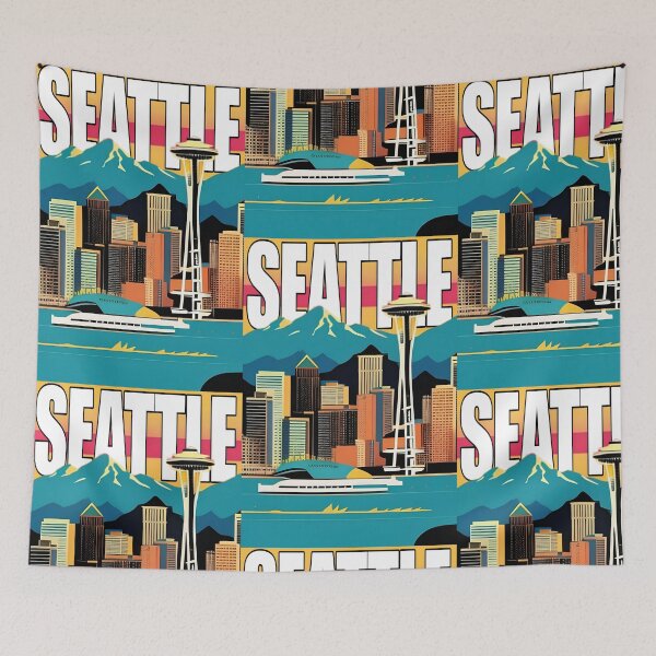 Item preview, Seattle Skyline Colorful Illustration designed and sold by jessephotoart.