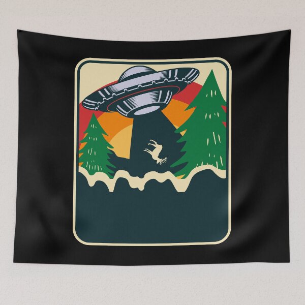 Artikelvorschau, Vintage Alien UFO Entführung Retro Hirsch Alien, Vintage UFO Geschenk entworfen und verkauft von ArtByKatti.