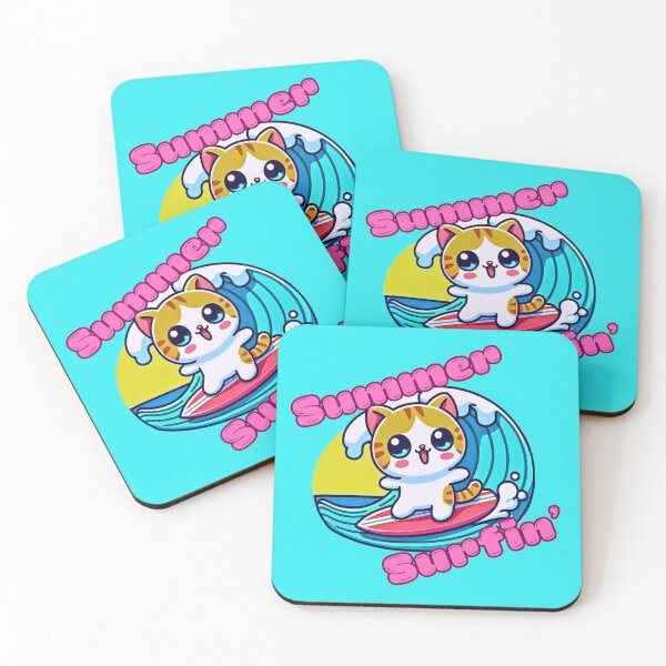Item preview, Cute cat surfing in this Kawaii-style design for summer! designed and sold by Jim Stephens.