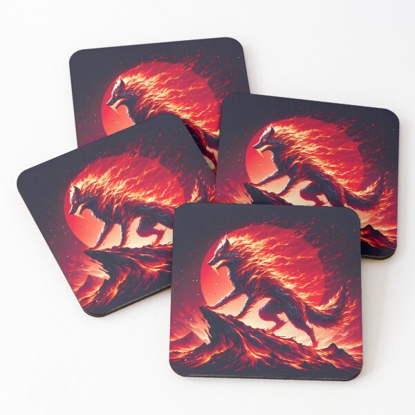 Item preview, Black and Red Lava Fire Wolf, Ai Generated Art  designed and sold by ACC .
