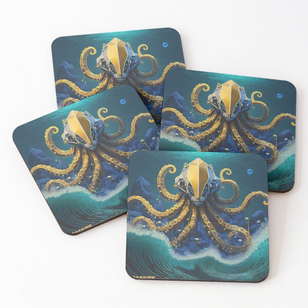 Item preview, Octomaton Presides over an Underwater Tidal Wave designed and sold by Michael Cotto.