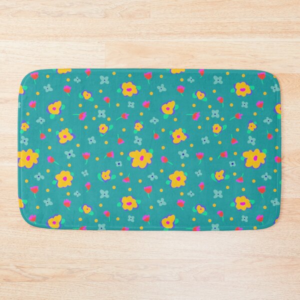 Aperçu de l'œuvre Fond Aqua Style Cottage Fleurs Jaunes créée et vendue par CheriesArt.