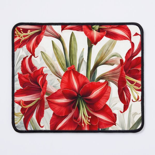 Item preview, Colorful Watercolor Painting of Red and White Amaryllis Flowers designed and sold by Petalandfur.