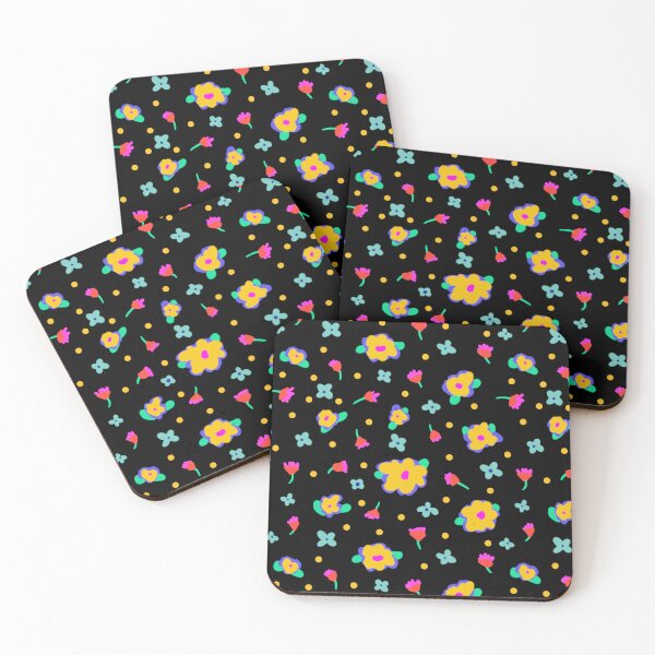 Item preview, Black Background Country Cotttage Style Yellow Flowers designed and sold by CheriesArt.